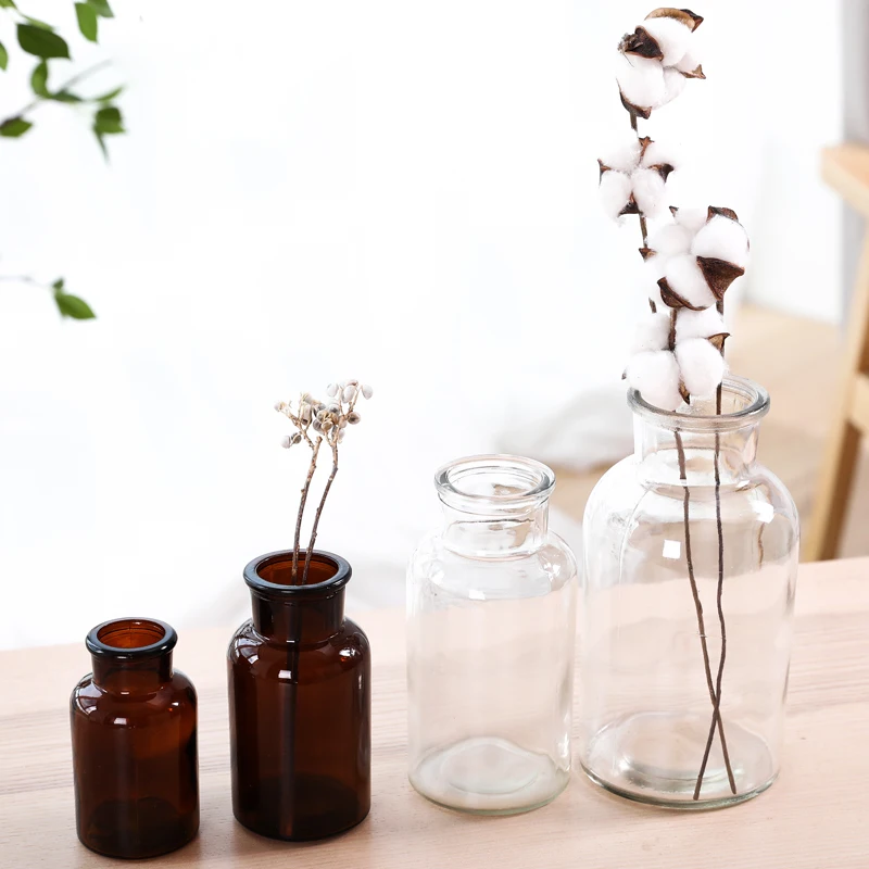 

Creative Glass Transparent Vase Home Small Hydroponic Plant Glass Bottle Living Room Decoration Dried Flower Decoration
