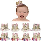 Шляпы для вечеринки по случаю Дня рождения декоративная крышка на первый день рождения, шляпа принцессы, короны для 1-го, 2-го, 3-го года, украшение для дня рождения ребенка