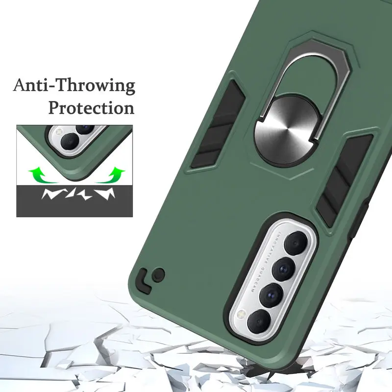 

For OPPO F17 Pro Reno 4 Pro Realme 7 Pro C17 A32 2020 Case Luxury Armor With ring Car bracket Silicone Shockproof Back Cover