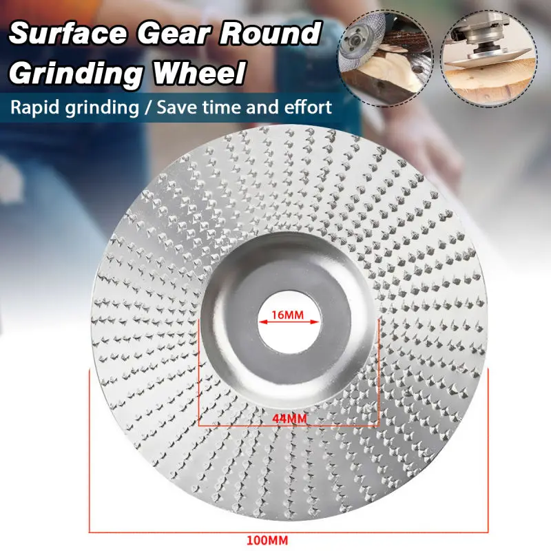 

100mm Round Wood Angle Grinding Wheel Abrasive Disc Angle Grinder Carbide Coating 16mm Bore Shaping Sanding Carving Rotary Tool