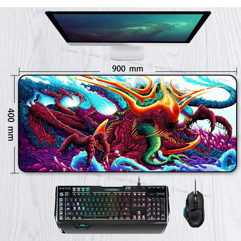 

Gaming Mouse Pad XL Large 900*400 Locking edge Rubber Mousepad Gamer CS Go Hyper Beast Mouse Mat Wrist Rest for Computer Laptop
