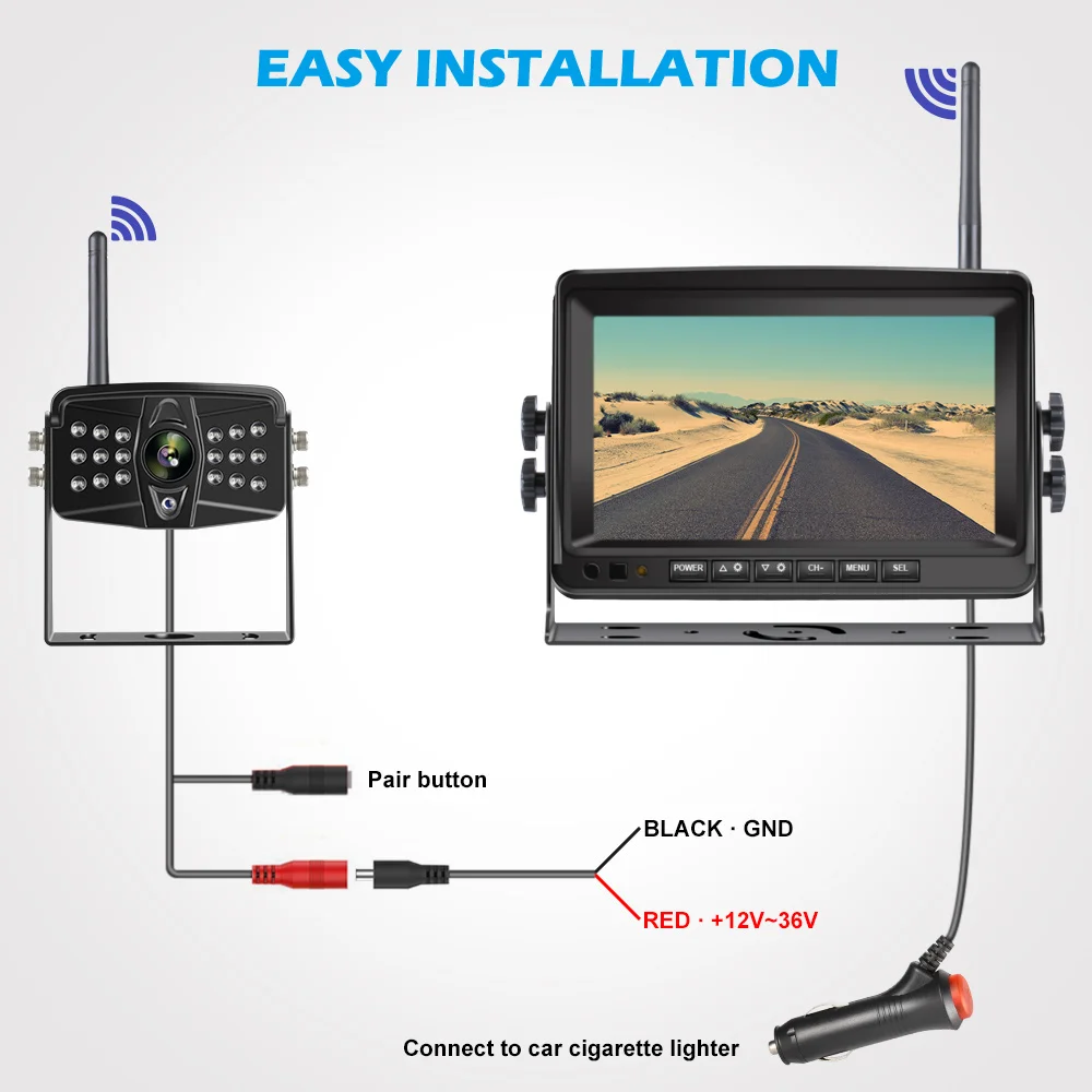 Автомобильный монитор с камерой заднего вида 7 дюймов | Автомобили и мотоциклы
