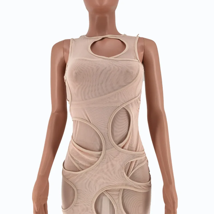 

Summer Dress Ladies 2021 Women Clothing Beach Cover Up Swimsuit With Set Clothes Hot Irregular Hollow Out Slim Sexy Perspective