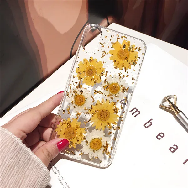 7 Qianliyao настоящие сушеные чехлы с цветочным принтом для IPhone X XS Max XR 6 6S 7 8 Plus 11 Pro Max чехол ручной работы мягкий свежий цветок чехол для телефона - Цвет: 7