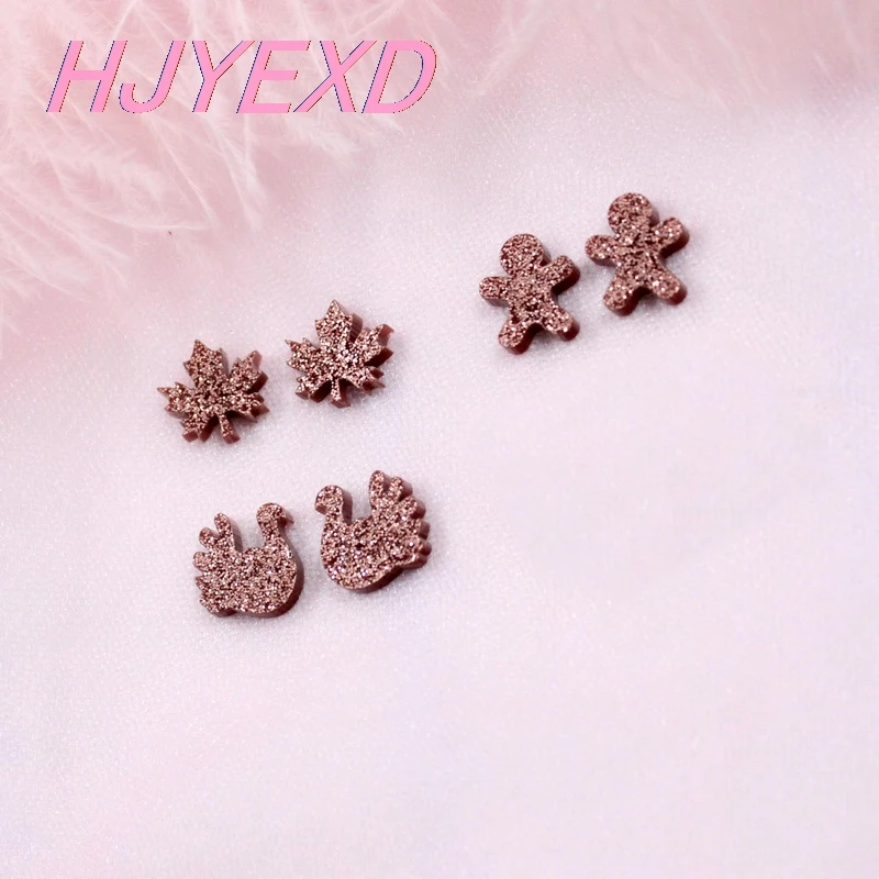 (20 шт./лот) 12 мм с блестками акрил дерево серьги гвоздики в форме (без стержня)