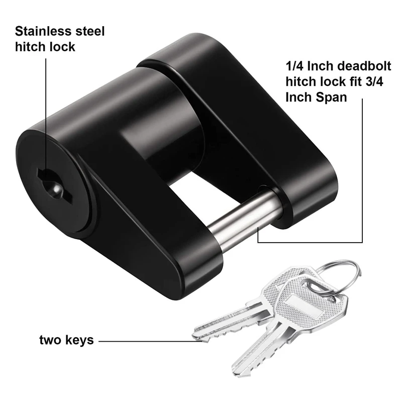 

2 Set Trailer Hitch Coupler Lock Trailer Coupler Padlock 1/4 Inch Hitch Pin 3/4 Coupler Span for Truck Trailer RV Boat
