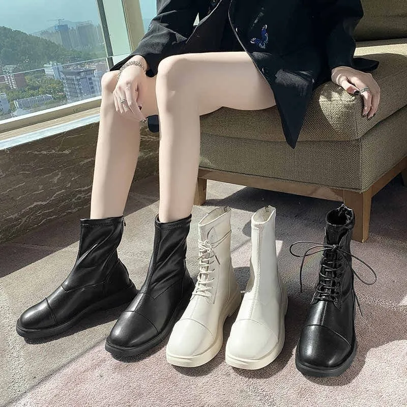 

Новинка 2021, ботильоны из мягкой кожи, женские удобные и модные ботинки на среднем каблуке, женская обувь на весну и осень 35-40