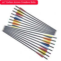 12pcs archery carbon arrows crossbows bolts 20 inch for hunting with 4 feather