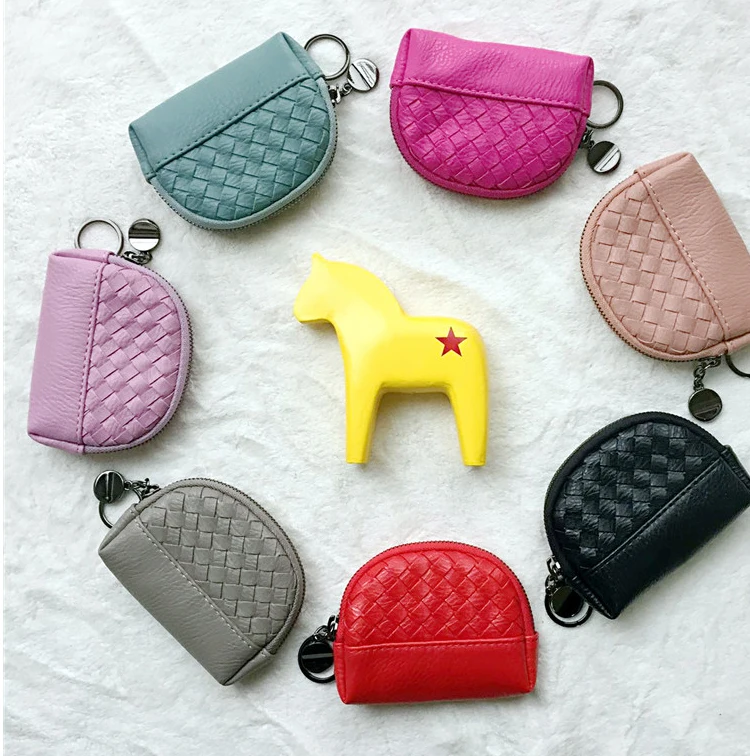 

Wholesales Woven Coin Purse for Women Zipper Keychain Wallet Samm Cash Bag Lady Card Holder Purse Wallets