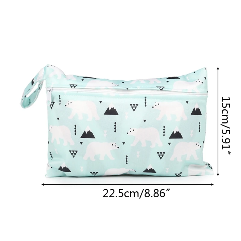 

Baby Diaper Bag Printed Waterproof Wet Dry Nappy Zipper Handbag Stroller Carry Pack Wet Diaper Storage Pocket