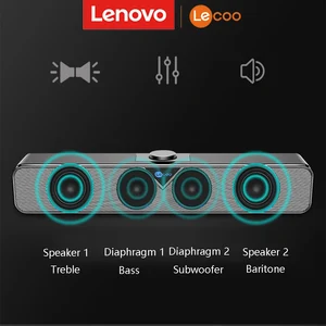 new lenovo lecoo ds102 tv sound bar wireless bluetooth speaker and usb powered wired mini soundbar subwoofer pc tablet all phone free global shipping
