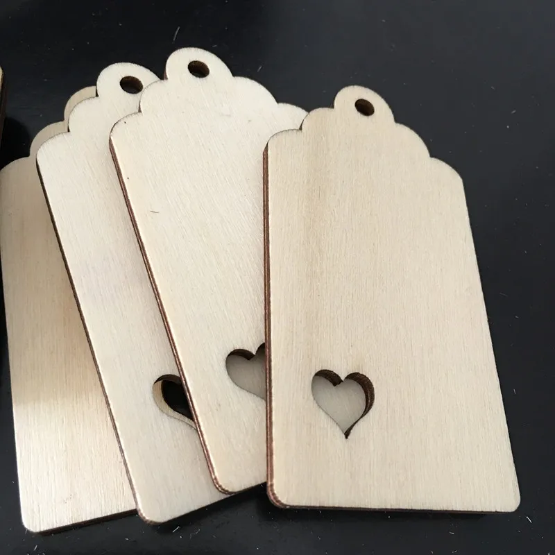 

10pcs Kraft Wood Tags Craft Hang Tags with Jute Twine, Writable Display Labels for Gifts, Wedding Valentine's Day Tags