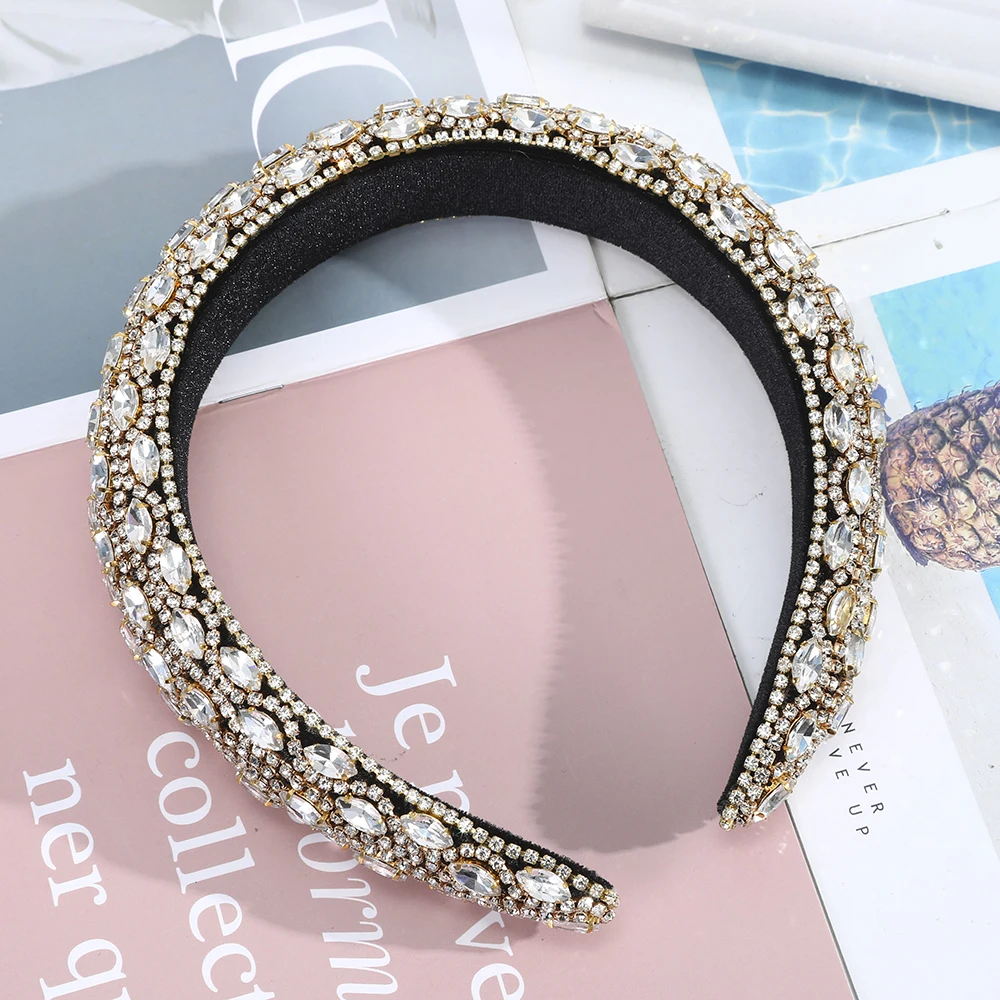 

Haimeikang Baroque Wide Headband Winter Bezel Hair Hoop For Women New Rhinestones Head Bands Fashion Sponge Hair Accessories