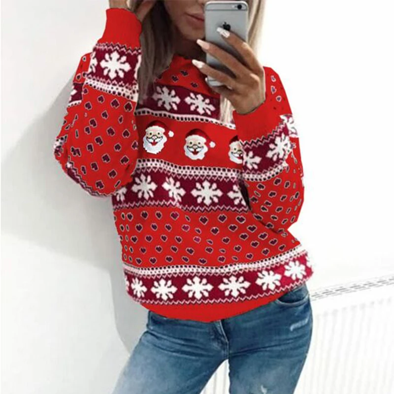 

Fashion Santa Claus And Snowflake Print Blouses 2020 Christmas Casual O Neck Pullover Tops Women Autumn Long Sleeve Shirts Blusa