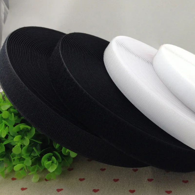 

Wholesale 25 Meter Pair/Roll White black Fastener Tape Strong No Glue Magic Sticker Strip Cable Ties Hook Loop Tapes