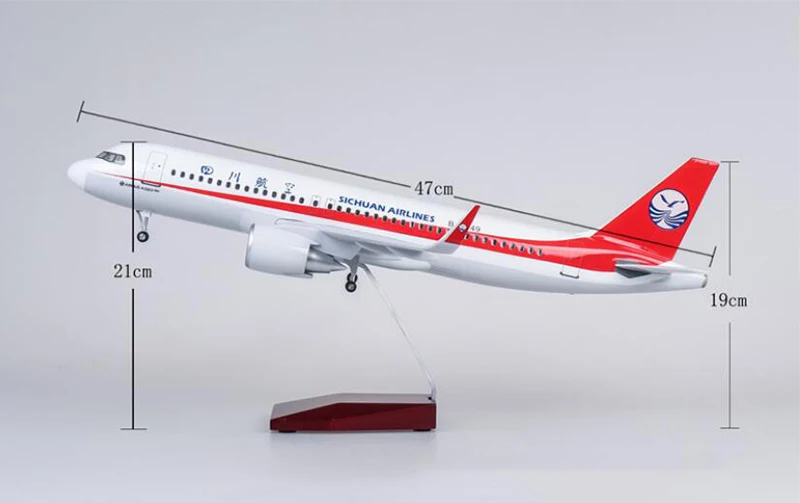 1/80 масштаб 47 см самолет Сычуань авиакомпания Airbus A320 neo модель светодиодный свет и колесо шасси литье под давлением модель самолёта из смолы игрушка