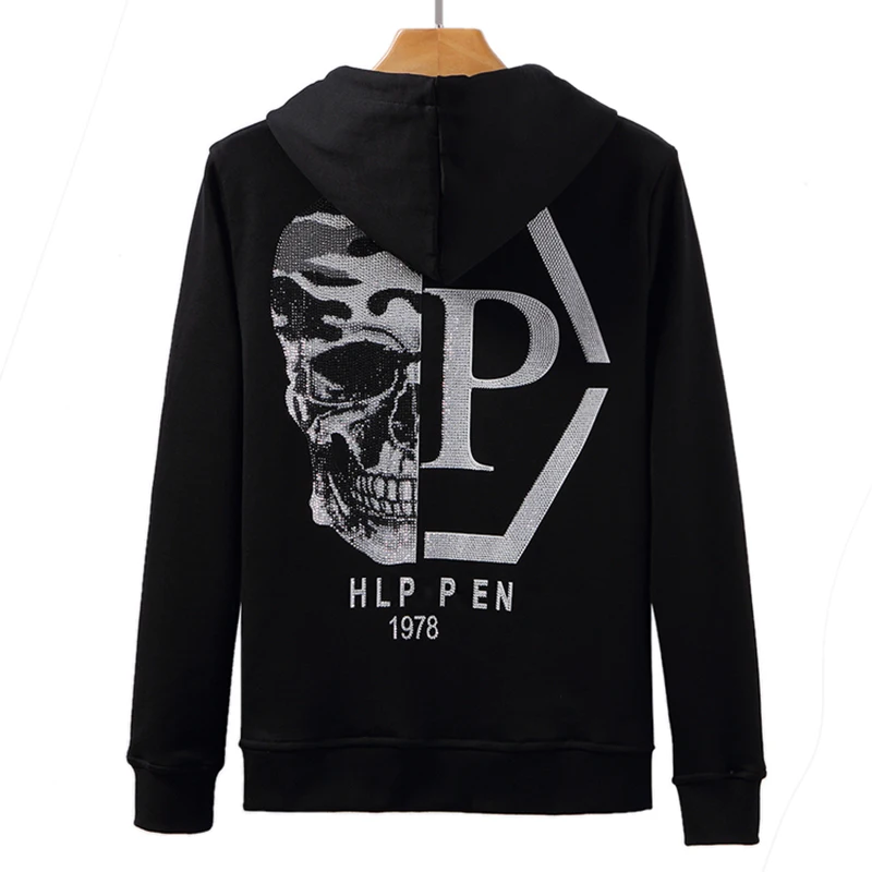 

Sweater men's long-sleeved PP skull hot drilling Plein hot drilling fashion trendy cotton hooded cardigan autumn and winter