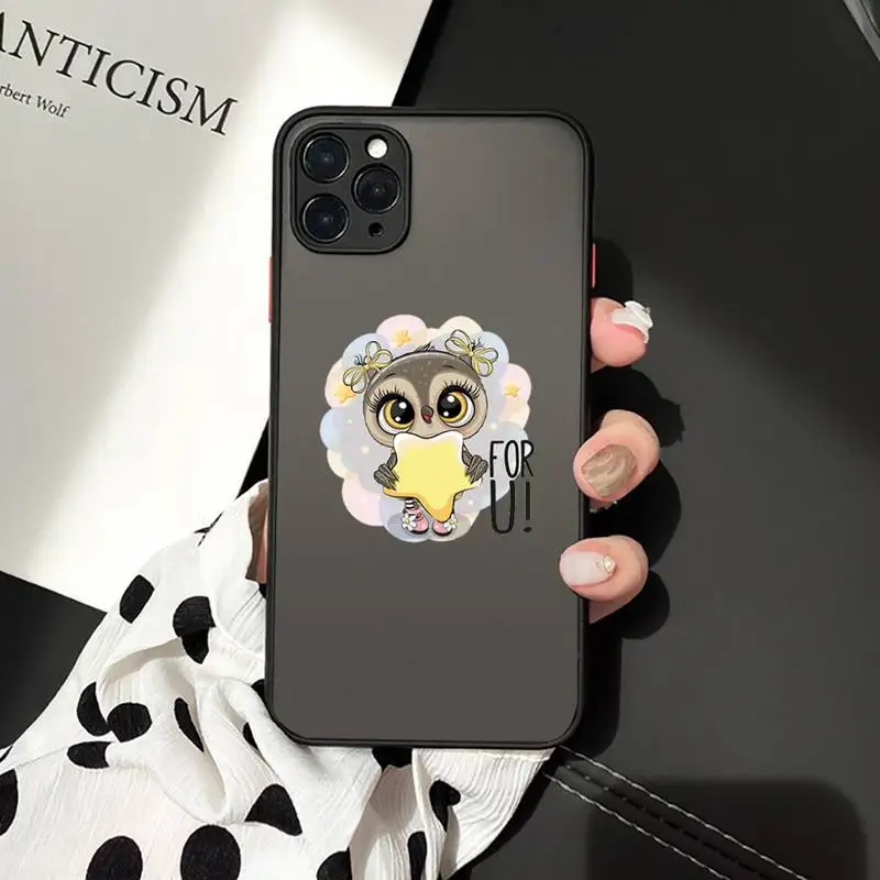 

Lovely Animal Owl Phone Case matte transparent For iphone 7 8 11 12 plus mini x xs xr pro max cover