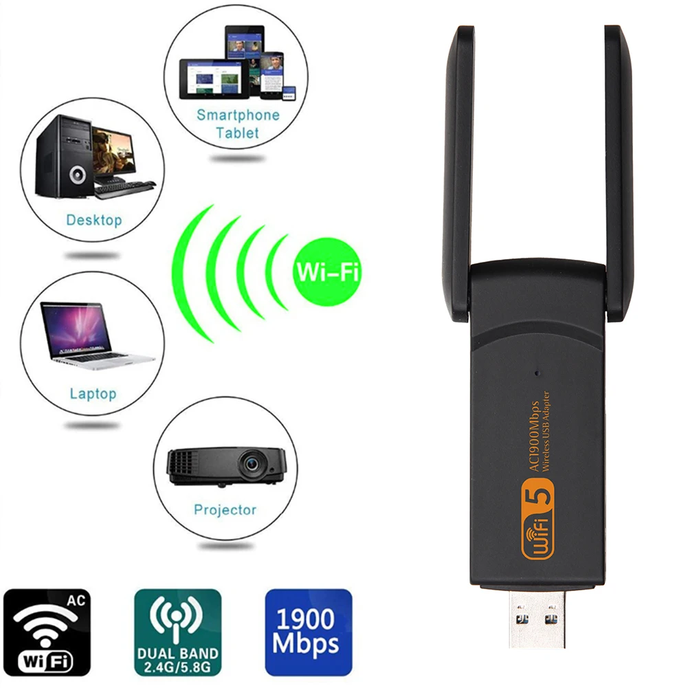 Wi Fi адаптер 1900M 2 4G двухдиапазонный USB 3 0 драйвер платы LAN Ethernet 1200M сетевая карта