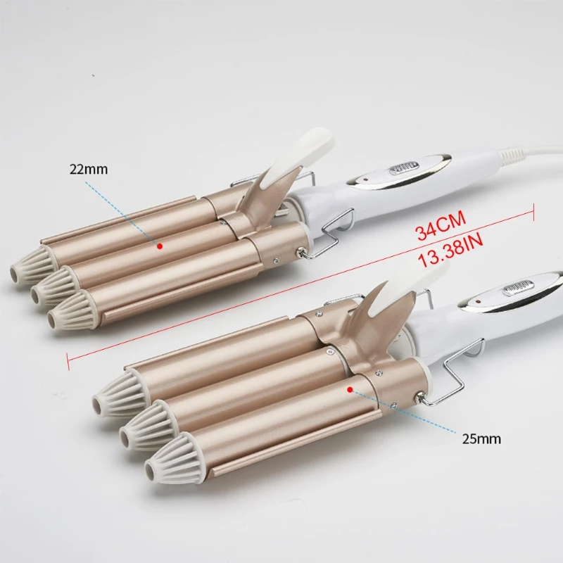 

Water Ripple 3 Barrel Hair Waver Curling Iron Deep Waves Fast Heating Curler Wand Tourmaline Triple Barrels Hair Waving