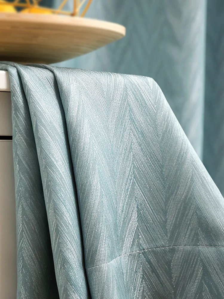 

Nordic simple fashion light luxury curtain for living room balcony high-grade shading pattern solid color jacquard curtains