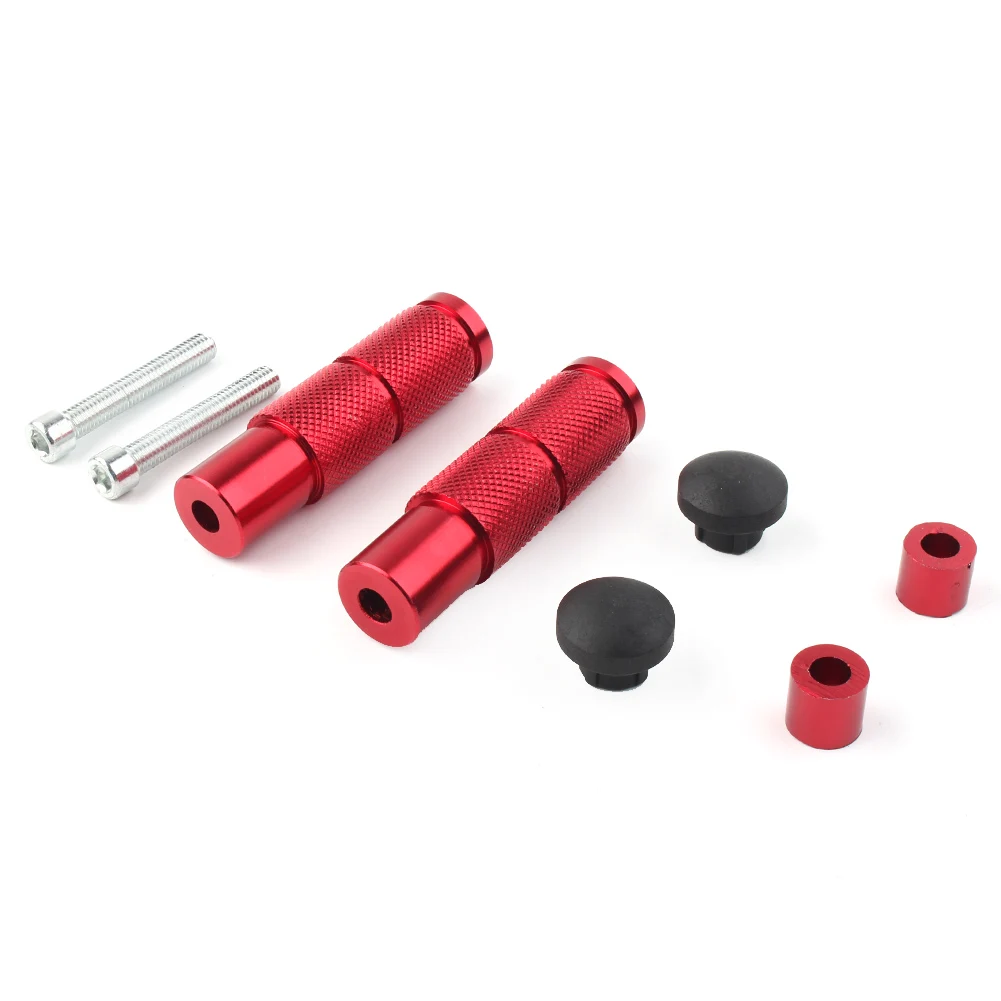 1Pair Left+Right Red Motorcycle Bike Universal Folding Foot Pegs Footpegs Rear Set Pedals Racing CNC Aluminum