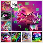 Алмазная мозаика с часами magic eye 5d, алмазная живопись крестиком, алмазная живопись 5d и часы, Настенная Наклейка с животными и бабочками