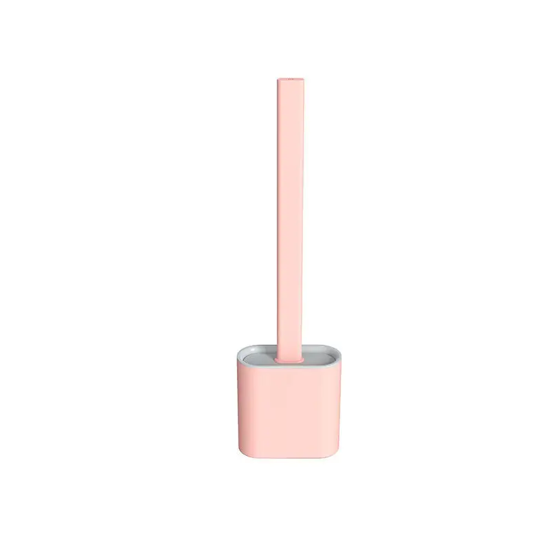 

New WC Accessories Silicone Toilet Brush Flat Head Flexible Soft Bristles Brush With Quick Drying Holder Set Cleaning Brush