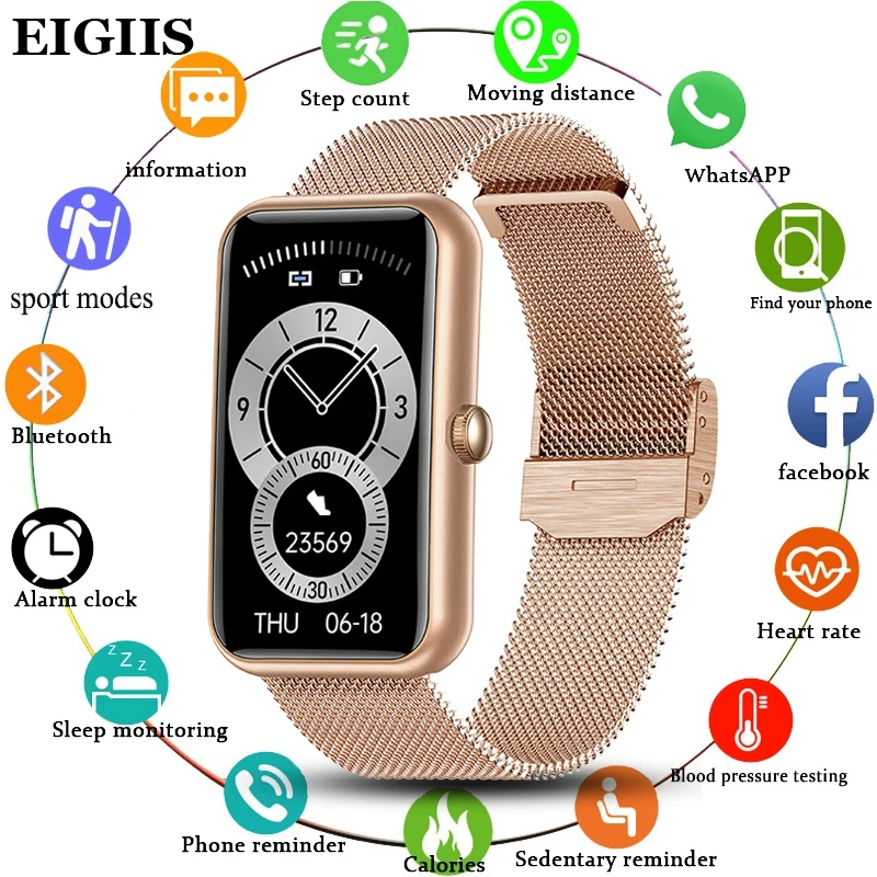 EIGIIS reloj inteligente mujer Reloj deportivo inteligente resistente al agua, pulsera con Monitor