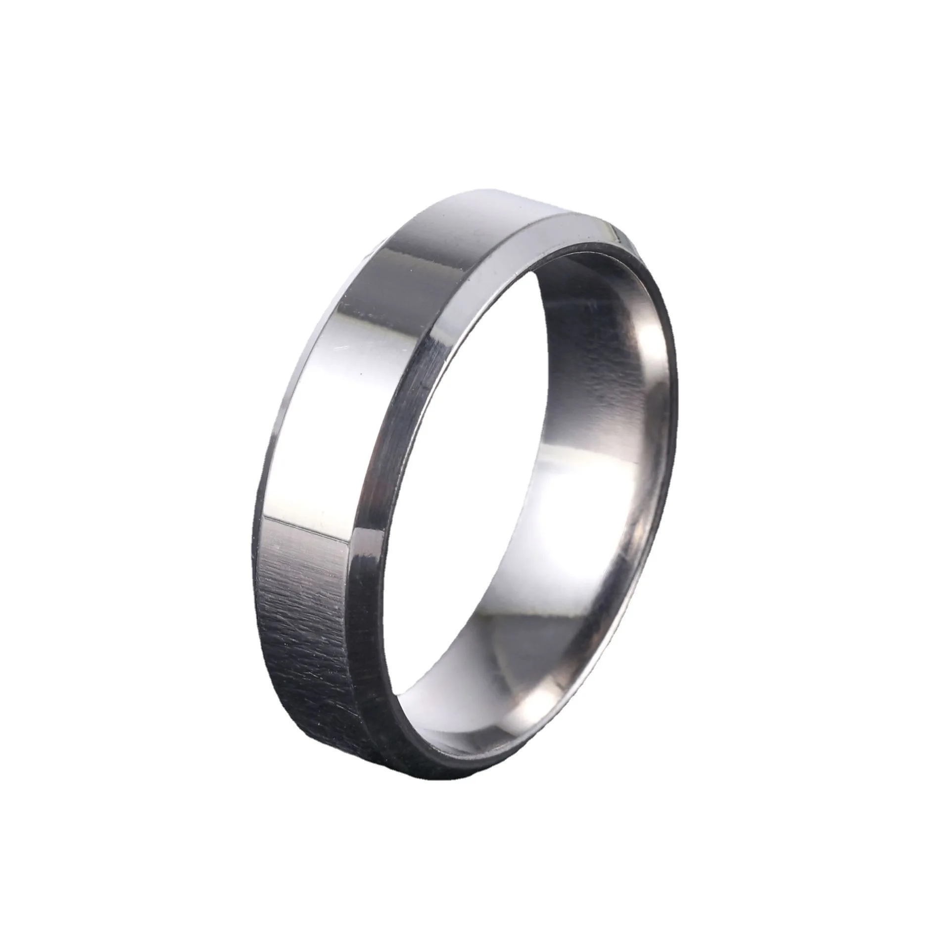 

Classic Casual Silver Glossy Wedding Ring Fashion Men's Basic Ring Party Jewelry Gift Couple Ring