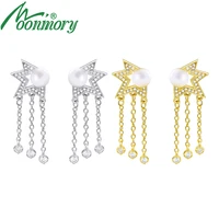 moonmory brinco 925 sterling silver pear star drop earring for women comet plus crystal pave earring fine jewelry christmas gift