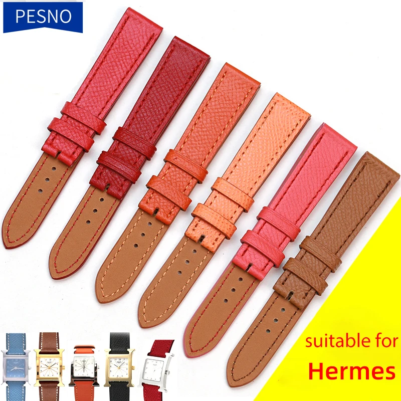 

Pesno Genuine Leather wriststraps suitable for Hermes H Hour Watch Smooth Texture Band Strap Watchband watchstraps