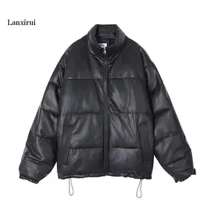 Зимняя Новинка, Высококачественная Хлопчатобумажная Куртка из искусственной кожи, стильная хлопчатобумажная одежда, красная свободная Хлопчатобумажная Куртка