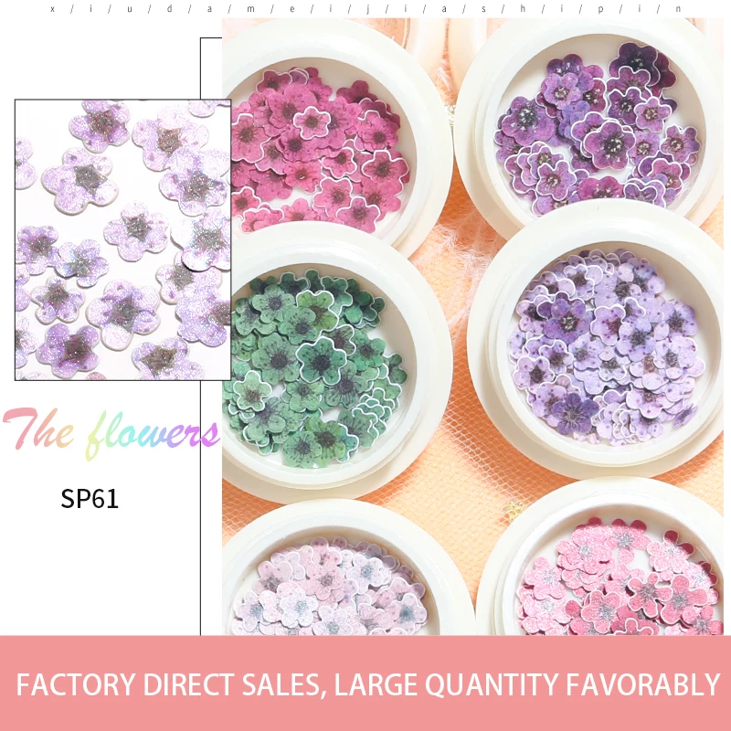 1 Boxed Nail Art Simulation Flowers Ultra-thin Wood Pulp Sheet Color Mixed Size DIY Design Ideas Decoration Accessorie | Красота и