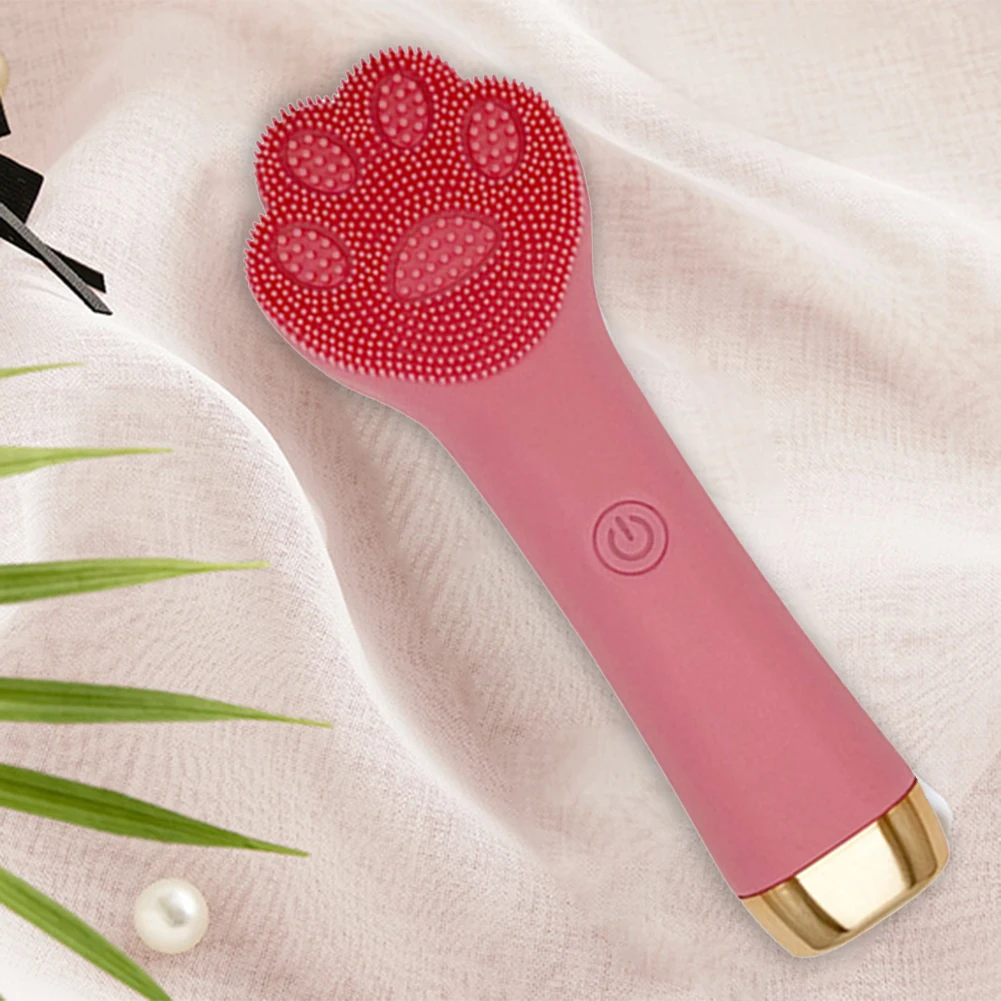 

Cat Claw Shape Silicone Ultrasonic Waterproof Cute Cat Paw Electric Facial Cleanser Brush Vibration Facial Massager Tool