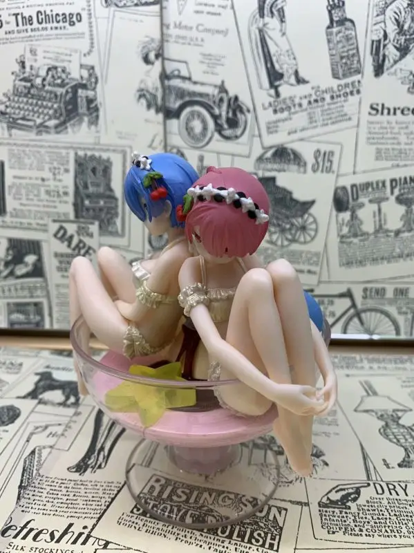 Экшн фигурка Re: жизнь в другом мире от Zero Rem Ram Pudding Wine Glass модель аниме Украшение