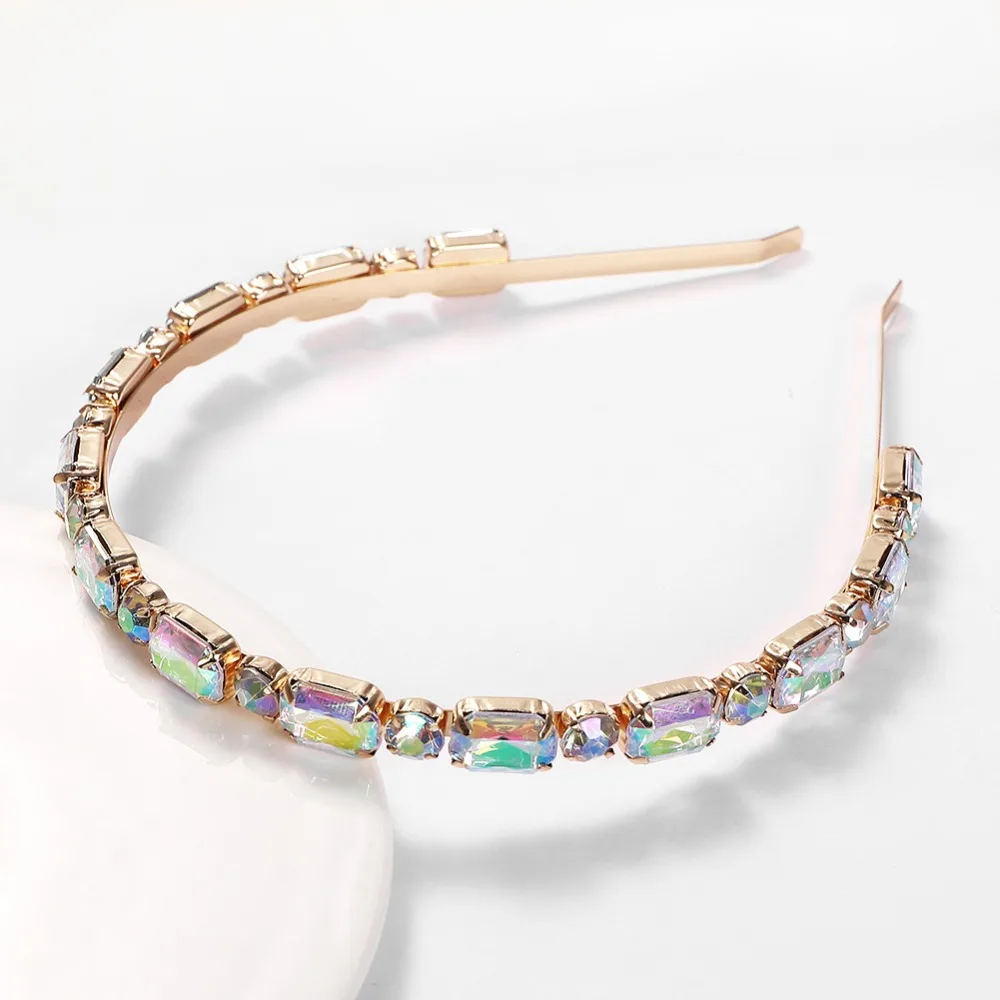 Dvacaman ZA жесткие Bejeweled повязки на голову для девочек красочные Кристальные бусины повязка на голову для женщин Свадебная вечеринка Аксессуары для волос