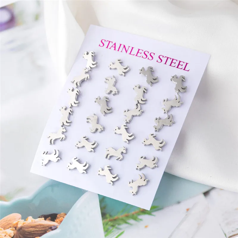 Серьги-гвоздики в виде бабочки 12 пар/компл. ювелирные украшения из нержавеющей