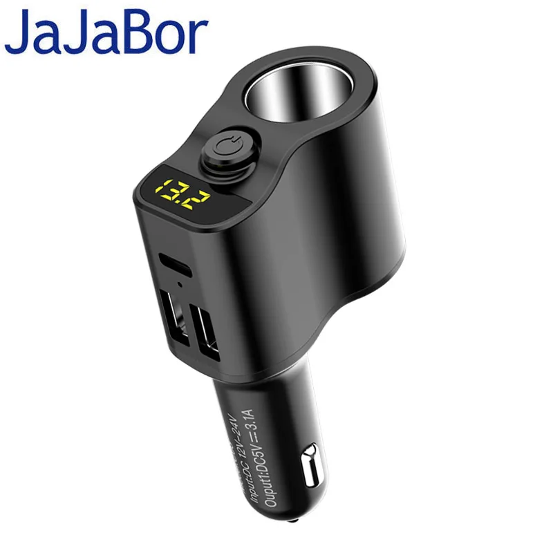 Автомобильное зарядное устройство JaJaBor USB с цифровым дисплеем адаптер для