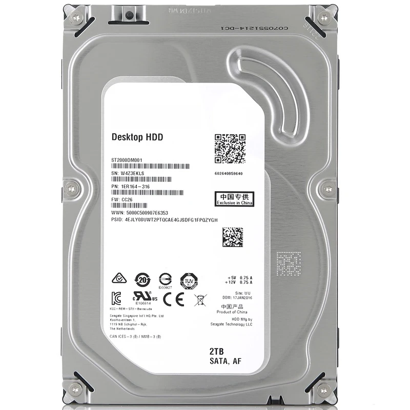 

Seagate 2TBDesktop PC 3.5" Internal Mechanical Hard disk SATA3 6Gb/s HDD 5900-7200RPM 64MB/128MB Buffer(Used)