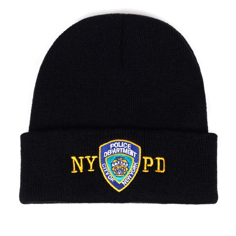 NYPD Police зимние теплые Skullies Beanies мужские толстые шапки бини мужская уличная спортивная шапочка в стиле кэжуал шапка двухслойная вязаная шапка