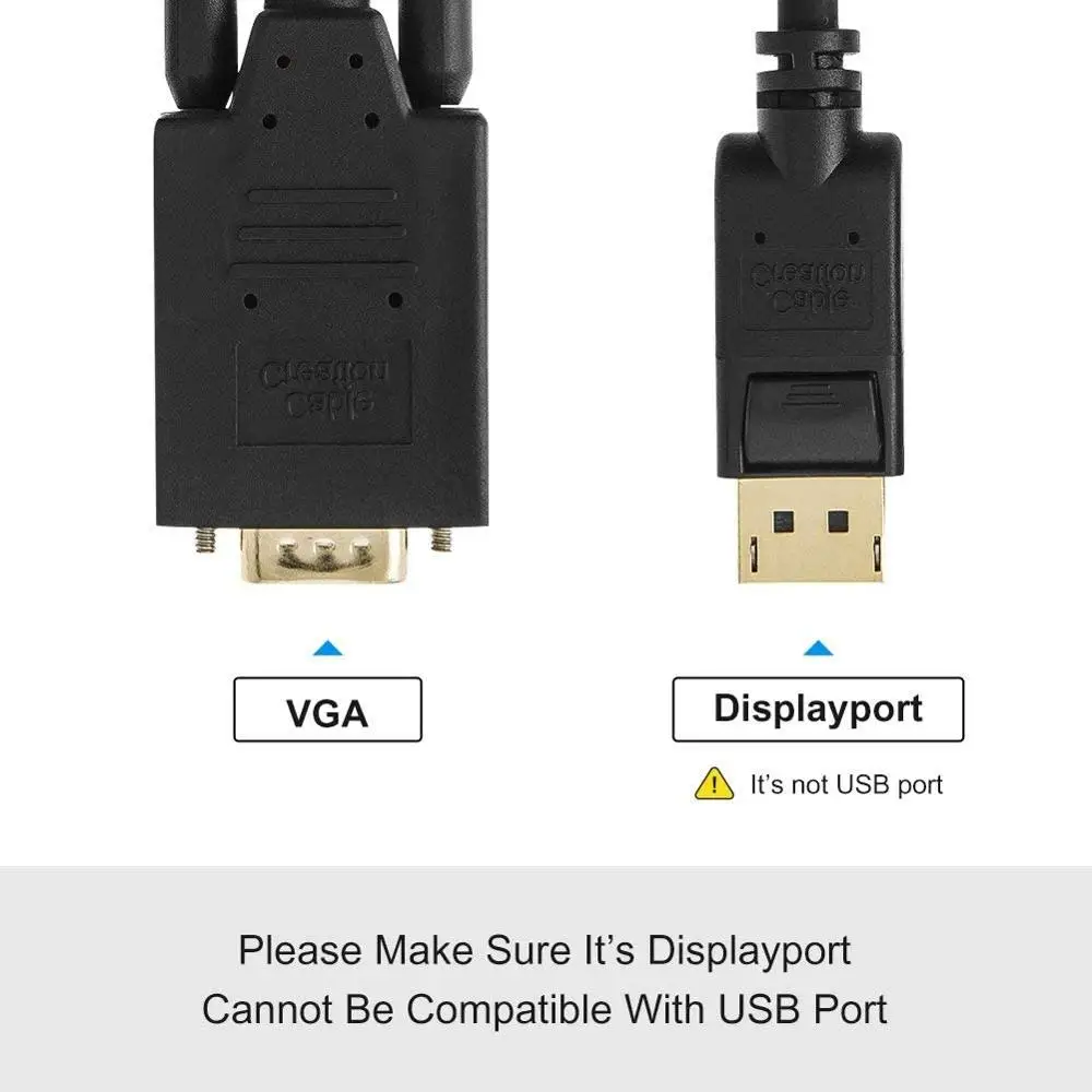 Кабель Displayport-VGA DP-VGA позолоченный стандартный кабель DP папа-VGA папа черного цвета |