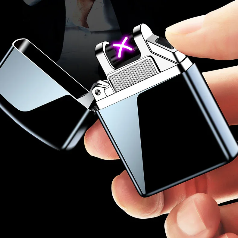 

Металлическая зажигалка с двойной дугой, USB плазменная перезаряжаемая ветрозащитная зажигалка, мужские аксессуары для курения, оптовая про...