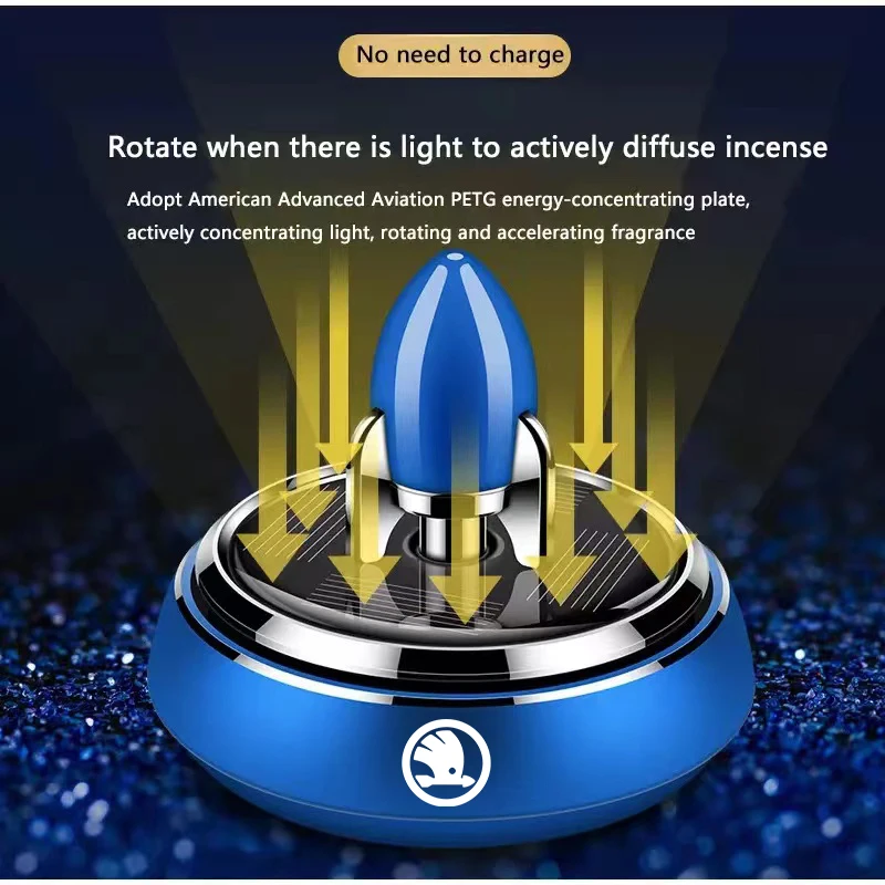 

For Skoda Octavia FABIA KAMIQ KAROQ RAPID Car Rocket Aromatherapy Solar 360° Rotation Car Air Freshener Car Interior Parfum