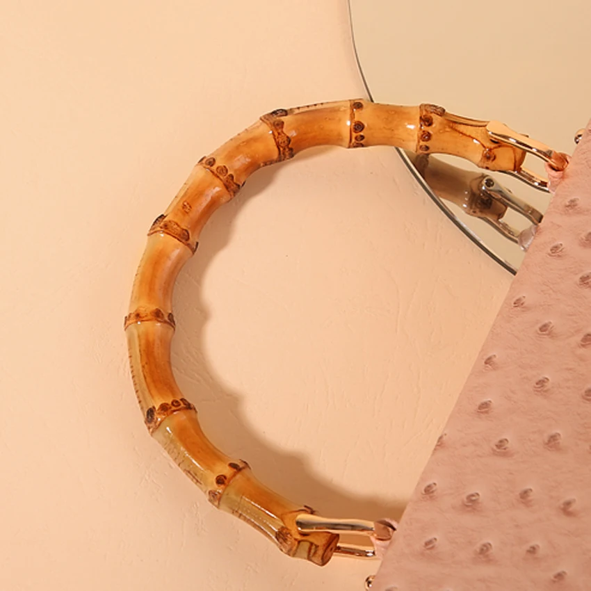 

Vintage Bamboo Handle Women Handbags Designer Brand Alligator Shoulder Bags Luxury Pu Leather Crossbody Bag Small Purses