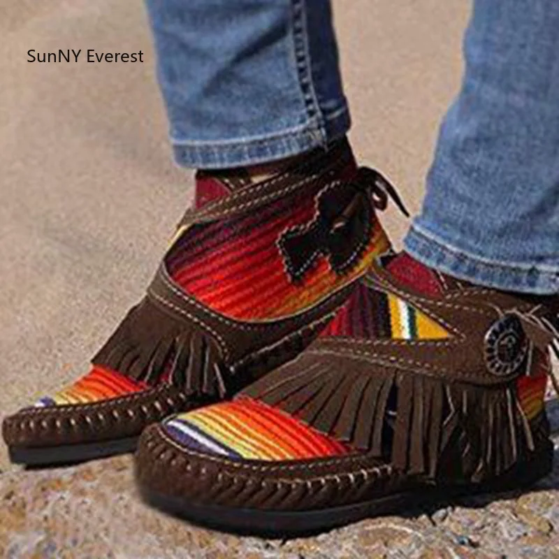 

2021; Сезон весна-осень; Европейский и американский стиль, новый с бахромой полусапожки женская обувь на плоской подошве на весну ботинки на ш...