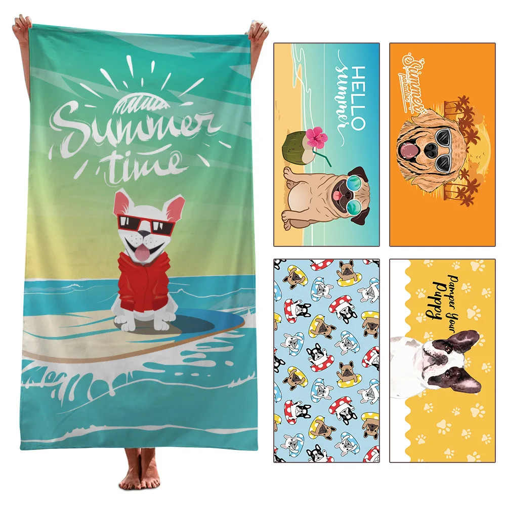 

Quick Dry Cartoon Dog Bath Towel Microfiber Soft Beach Towel for Bathroom Spa Yoga Multipurpose Mat Droppshiping