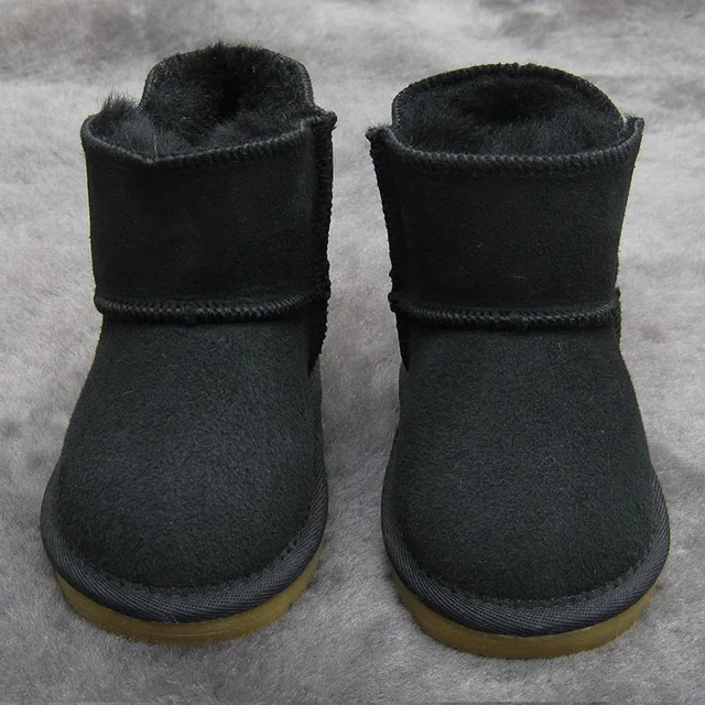 Baby Girls Snow Boots Winter Australia Warm Sheep Skin Leather Fur Baby Botas Waterproof Infant Boot Boys Bootie Shoes Non-slip - Цвет: B