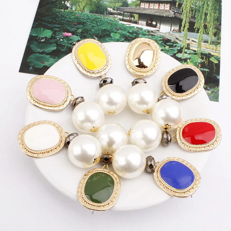 

European And American Pearl Zinc Alloy 2.5cm*6.2cm Earrings Exaggerated Retro Earrings Drop Dangle Earrings Wedding Bridal Party