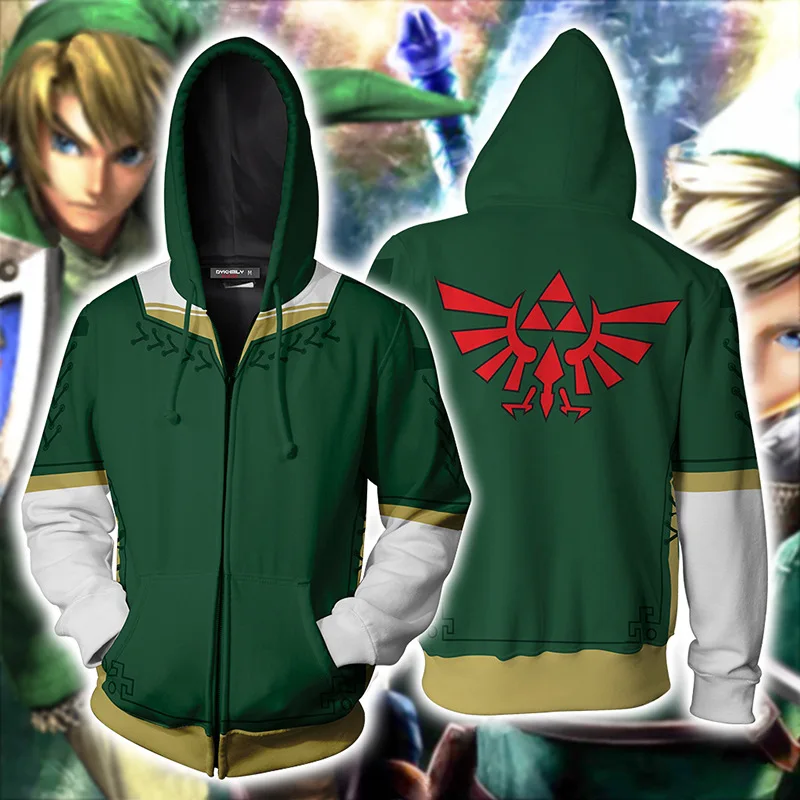 Легенда о Зельде толстовки Link куртка Косплей Костюм принцессы Zelda мужские и